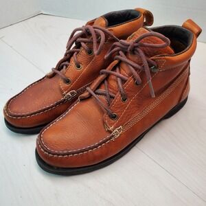 Eddie Bauer Women’s Tan Leather Lace Up Ankle Boots Moccasin Style Size 8M